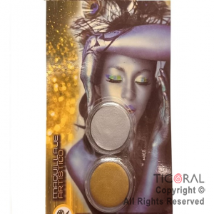 MAQUILLAJE ARTISTICO METALIZADO DORADO Y PLATEADO (4 GR SET X 2) (BLISTER X 3 UNID)